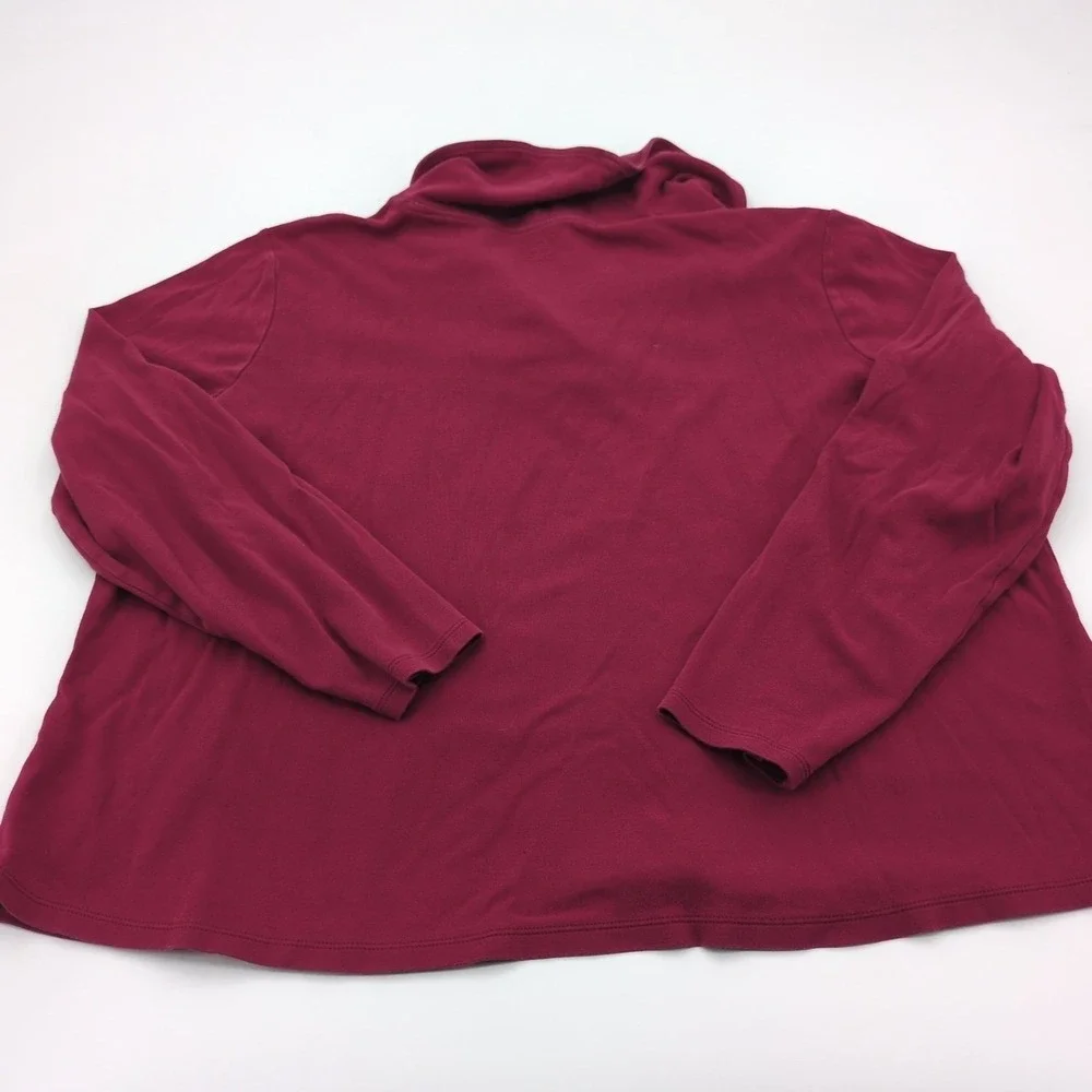 LL Bean Womens 2X Plus Burgundy Shawl Collar Long Sleeve Pullover Plum‎ Cotton
